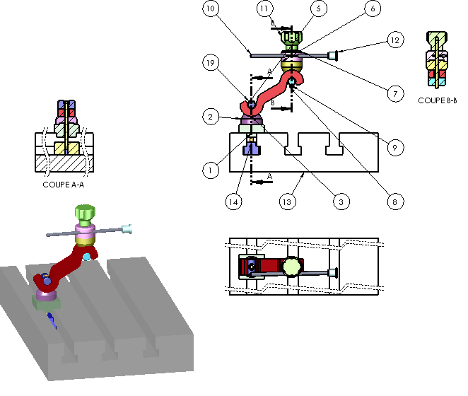 Dessin d'ensemble de la butée 5 axes