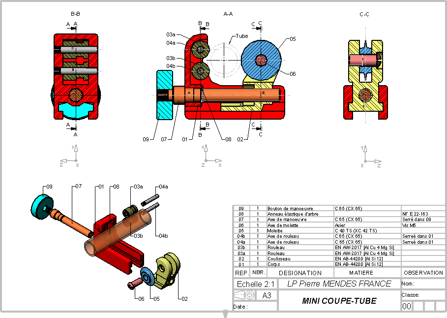 Dessin d'ensemble du mini coupe-tube