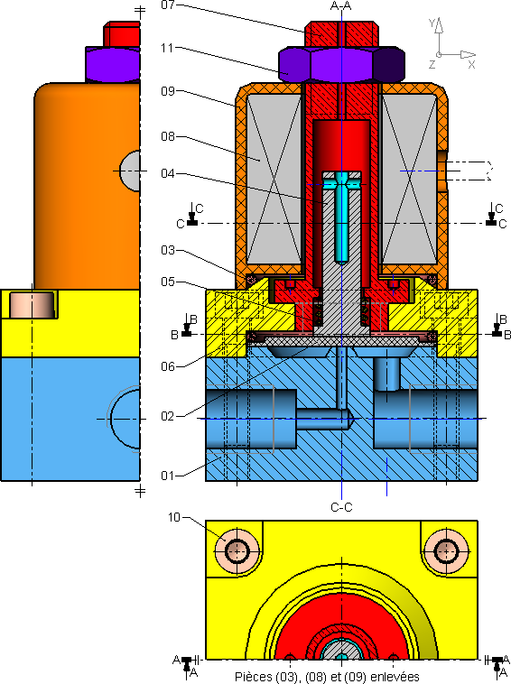 Dessin d'ensemble de l'électrovanne
