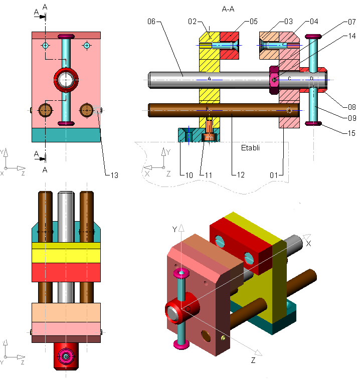 Dessin d'ensemble de l'étau de modélisme