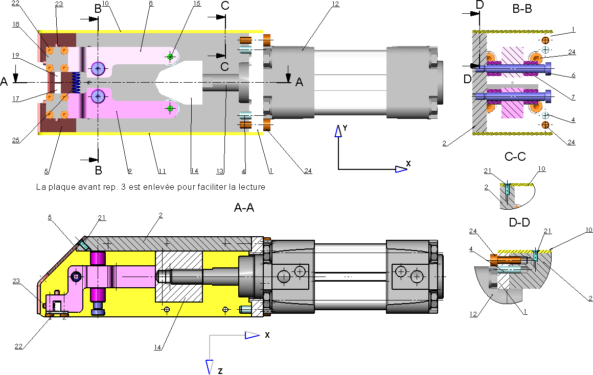 Dessin d'ensemble de la pince de marquage